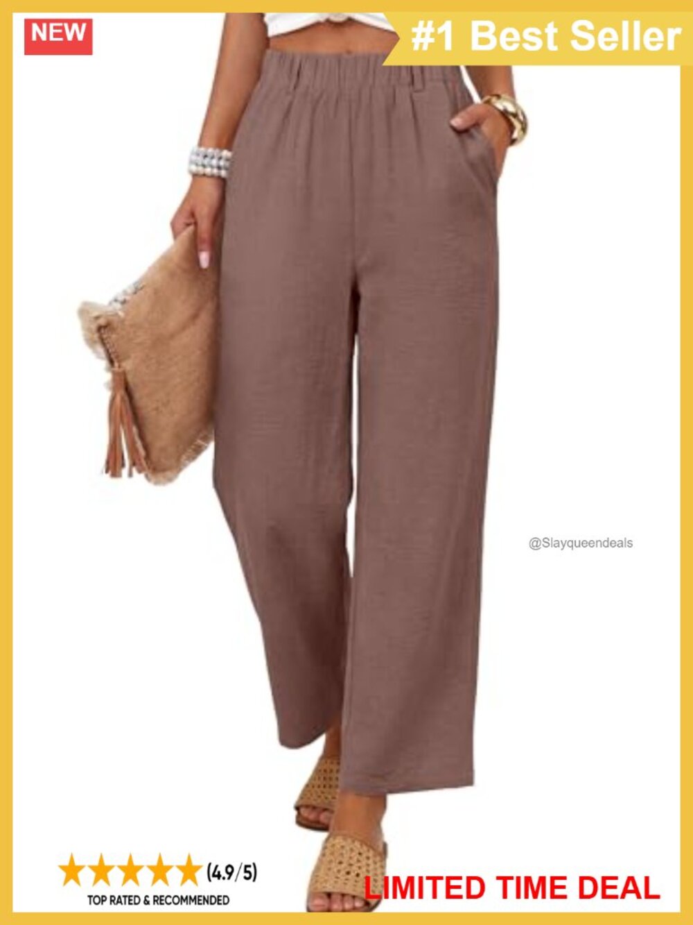 Wide Leg Lightweight Flowy Palazzo Pants High Waist Cropped